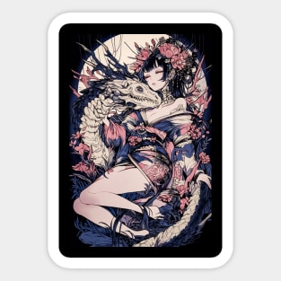 Geisha and Dragon 7802 Sticker